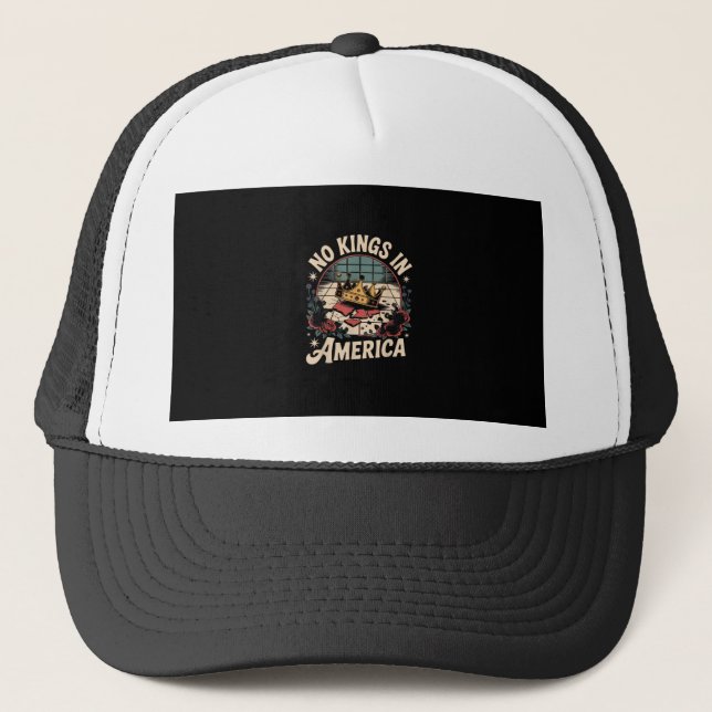 No Kings In America Retro Classic Trucker Hat (Front)