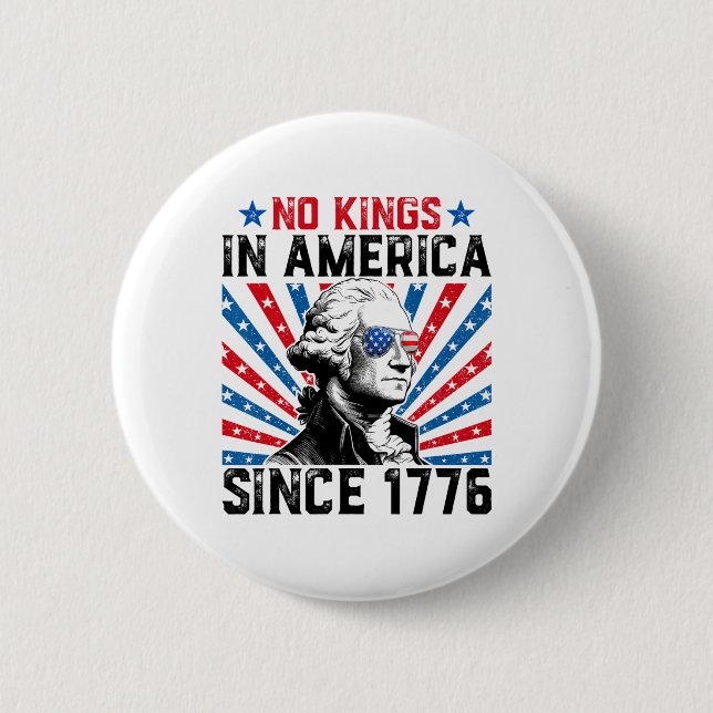 No Kings In America Since 1776 Distressed Usa Flag 6 Cm Round Badge (Front)