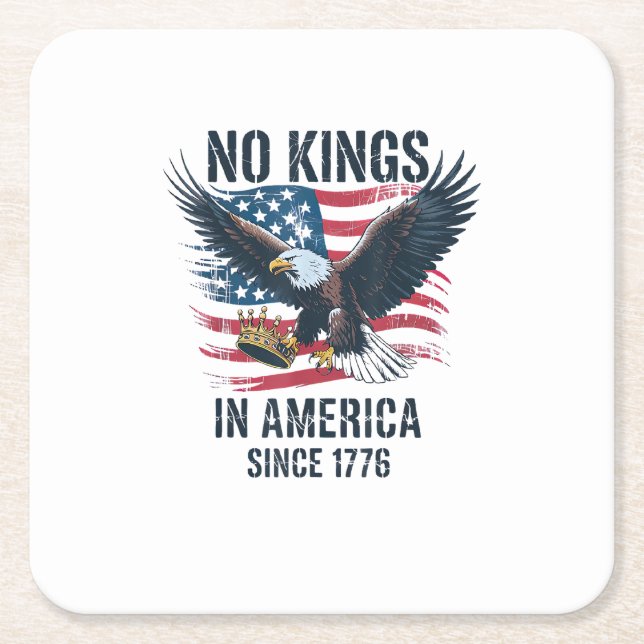 No Kings In America Since 1776 Minimal Clean Square Paper Coaster (Front)