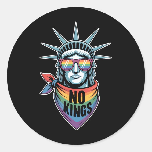 No Kings In America Statue Of Liberty Pride  Classic Round Sticker (Front)