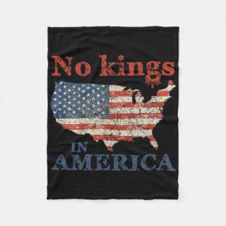 No Kings In America Us Flag Vintage 1  Fleece Blanket