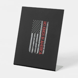 No Kings In America US Flag Vintage Retro Style Pedestal Sign
