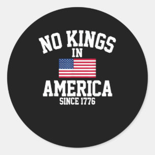 No Kings In America USA Flag Retro Cool Style Classic Round Sticker