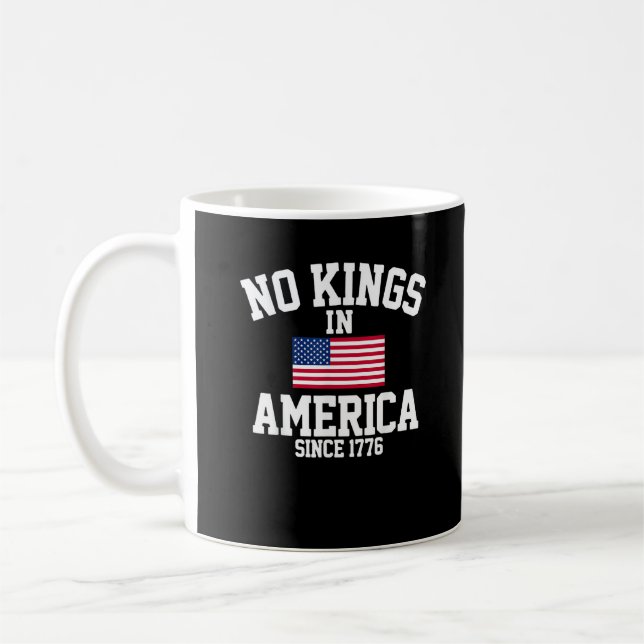 No Kings In America USA Flag Retro Cool Style Coffee Mug (Left)