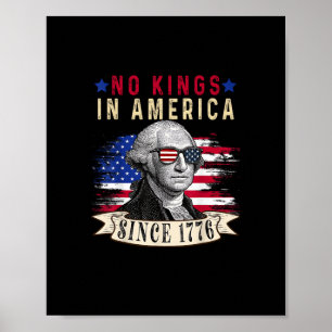 No Kings In America USA Flag Retro Cool Style Poster