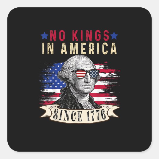 No Kings In America USA Flag Retro Cool Style Square Sticker (Front)