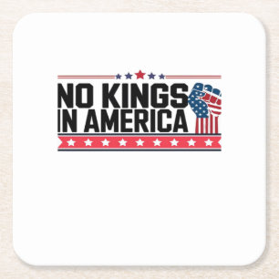 No Kings In America USA Minimal Clean Square Paper Coaster