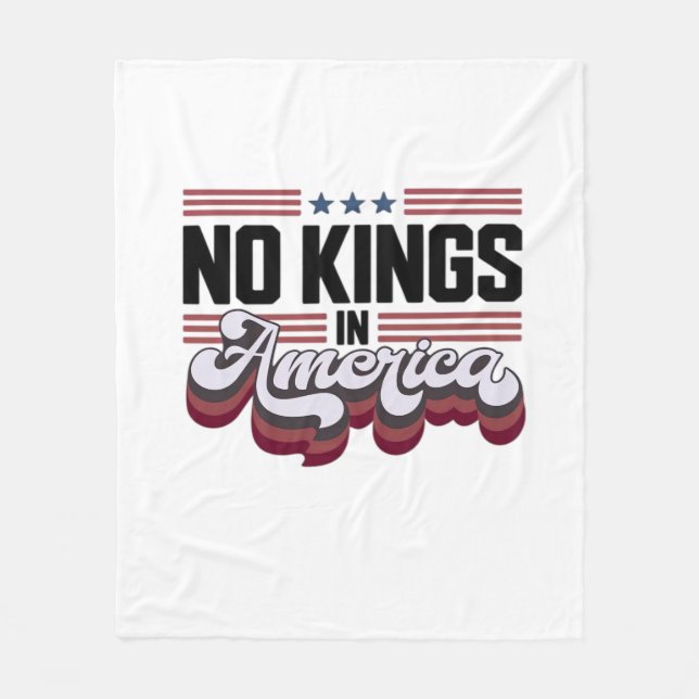 No Kings In America USA Retro Classic Fleece Blanket (Front)