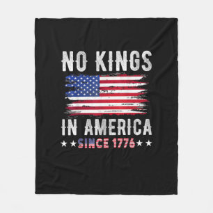 No Kings In America Vintage Patriotic Independence Fleece Blanket