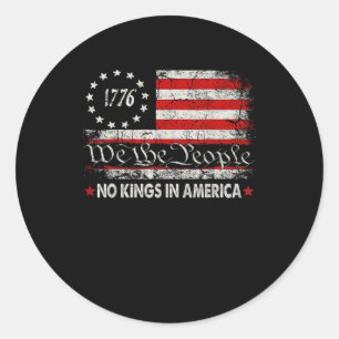No Kings In America We The People Retro Cool Classic Round Sticker