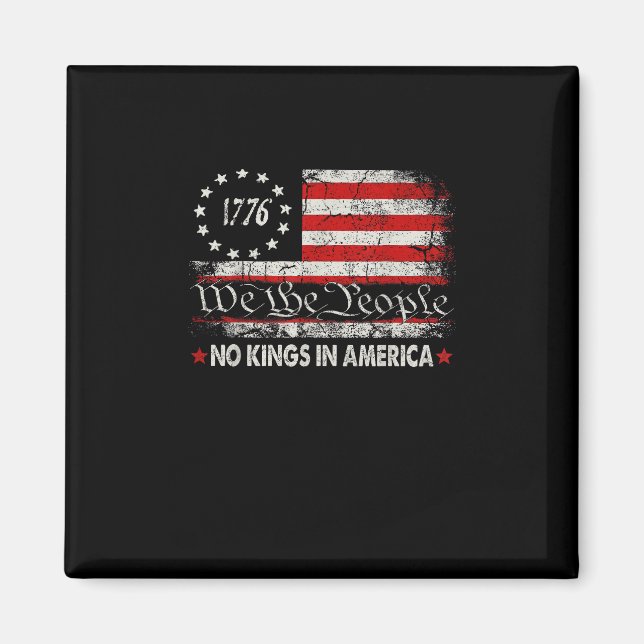No Kings In America We The People Retro Cool Magnet (Front)