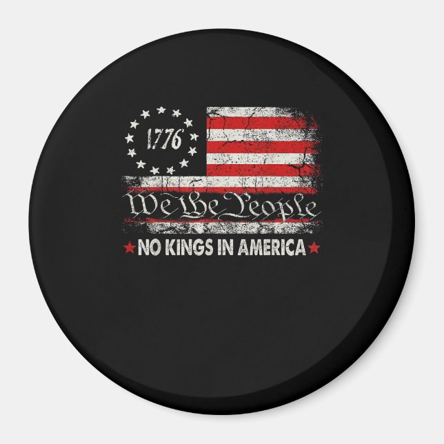 No Kings In America We The People Retro Cool Magnet (Front)