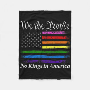 No Kings In America We The People Us Flag  Fleece Blanket