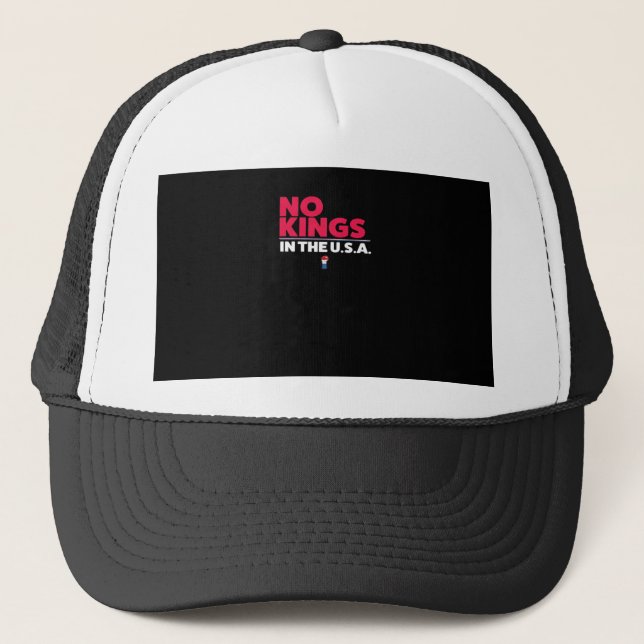No Kings In The USA Trendy Graphic Trucker Hat (Front)