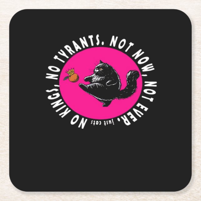 No Kings, Just Cats Essential Square Paper Coaster (Front)