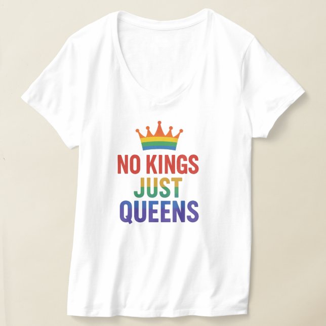 No Kings Just Queens Pride, Pro-Women V-neck Tee (Laydown)