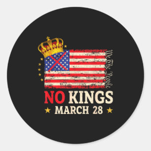 No kings march 28 2026 no kings day us flag vintag classic round sticker