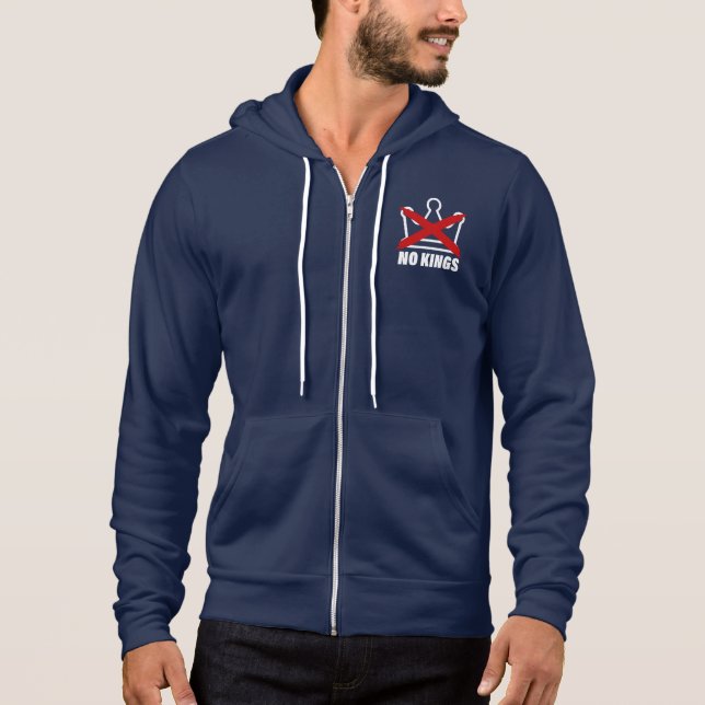 No Kings Minimalist Design Zip  Hoodie (Front)