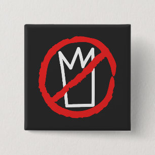 No kings protest crown logo 15 cm square badge