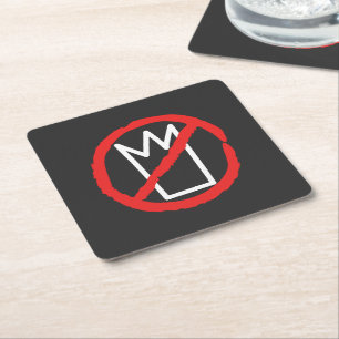 No kings protest crown logo square paper coaster