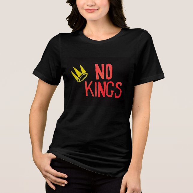 No Kings Proud to be An American Sign Tri-Blend Shirt (Front)
