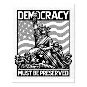 No Kings Save Democracy Rubber Stamp