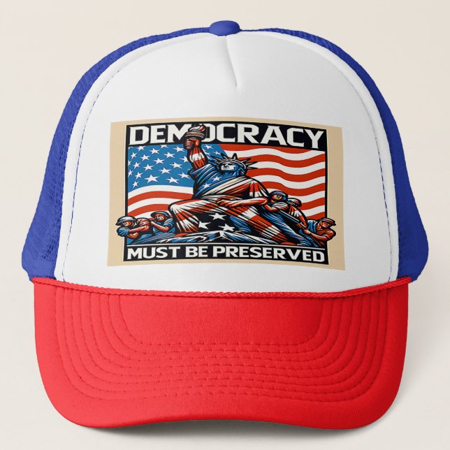 No Kings Save Democracy  Trucker Hat (Front)