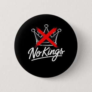 No Kings Simple Crown With Cross Artistic Design 6 Cm Round Badge