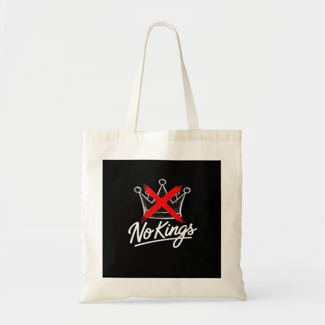 No Kings Simple Crown With Cross Artistic Design Tote Bag (Front)