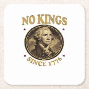 No Kings Since 1776 Classic Square Paper Coaster