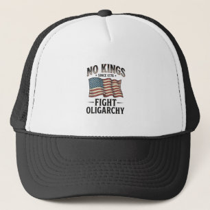 No Kings Since 1776 Fight Oligarchy Vintage Design Trucker Hat