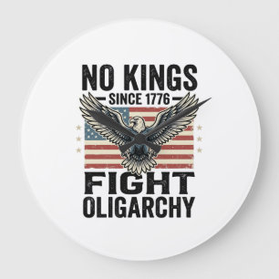 No Kings Since 1776 Patriotic Eagle Vintage Shirt  Large Clock
