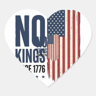 No Kings Since 1776 Patriotic Flag Shirt Design_1 Heart Sticker