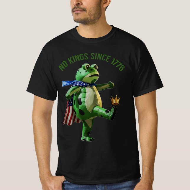 No Kings Since 1776 Portland Frog |  Frog Kicking  T-Shirt (Front)