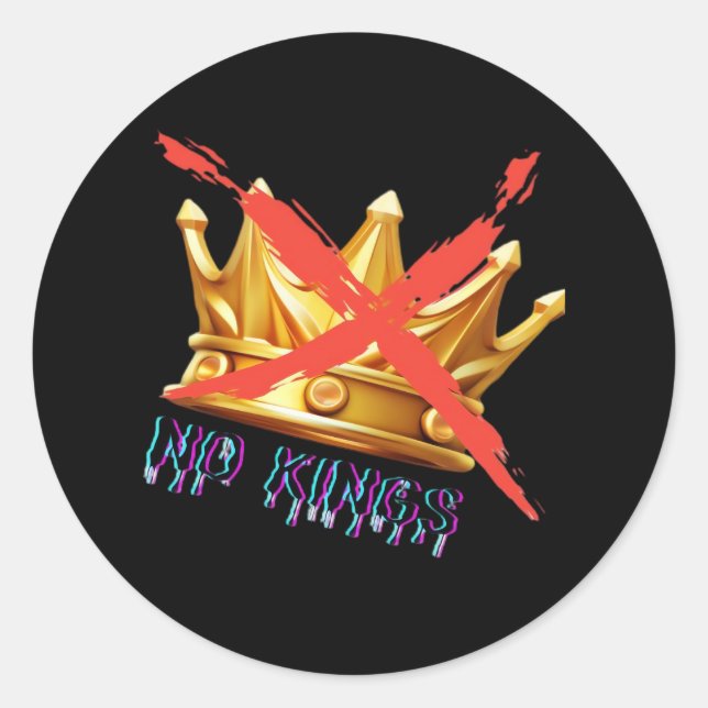 No Kings Trendy Design Classic Round Sticker (Front)