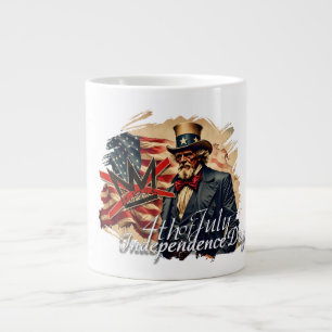 No Kings Uncle Sam Independence Day Art Large Coffee Mug
