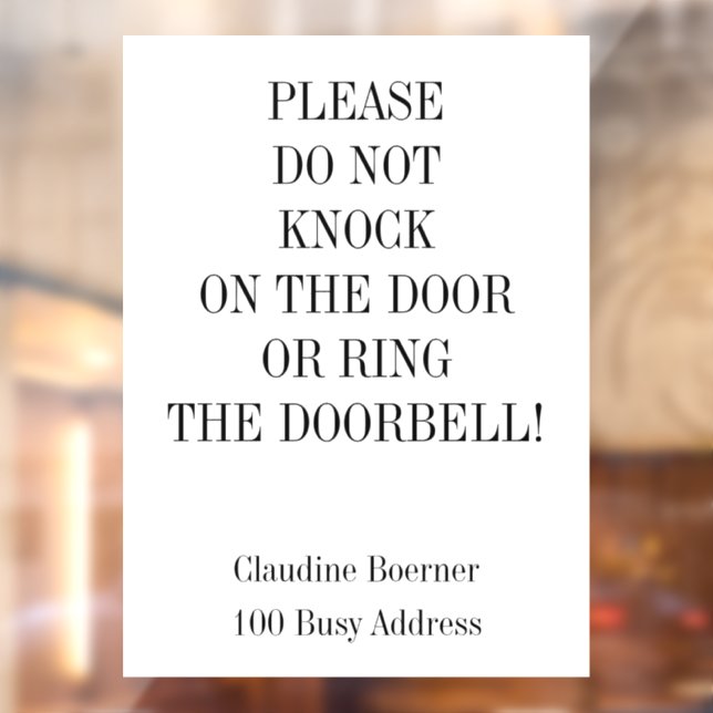 No Knock Ring Doorbell Window Decal Clings (Sheet 2)