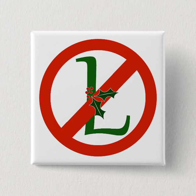 No - L Noel Square Christmas Button (Front)