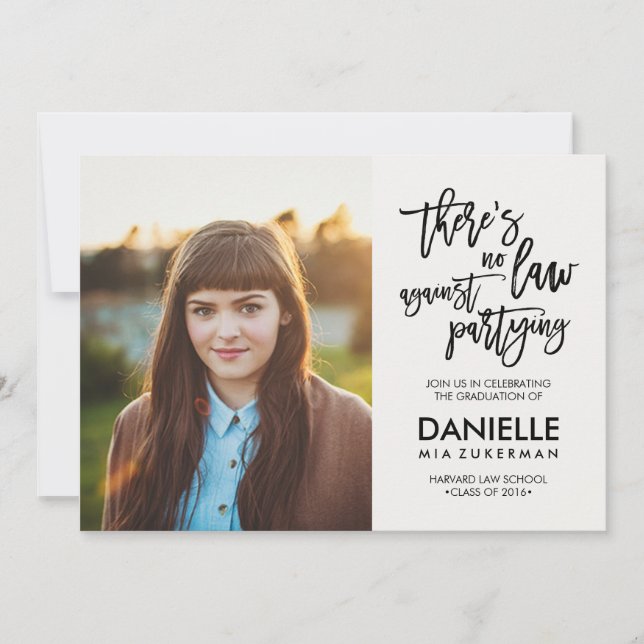 No Law Against Partying Graduation Invitation (Front)