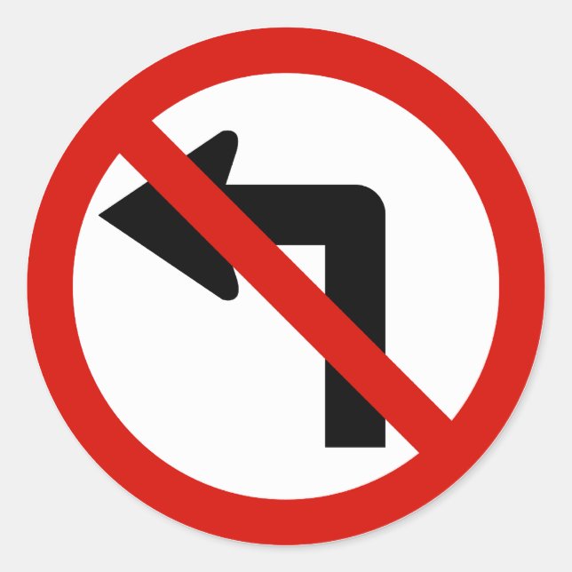 No Left Classic Round Sticker (Front)