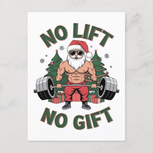 No Lift No Gift Funny Santa Claus Gym Fitness  Announcement Postcard