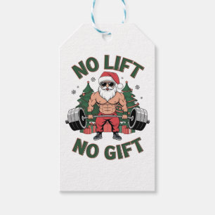No Lift No Gift Funny Santa Claus Gym Fitness  Gift Tags