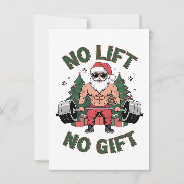 No Lift No Gift Funny Santa Claus Gym Fitness  Invitation (Front)