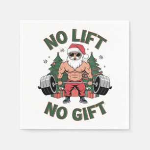 No Lift No Gift Funny Santa Claus Gym Fitness Napkin