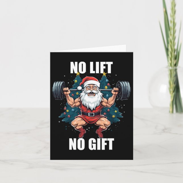 No Lift No Gift Santa Claus Christmas Gym Bodybuil Card (Front)