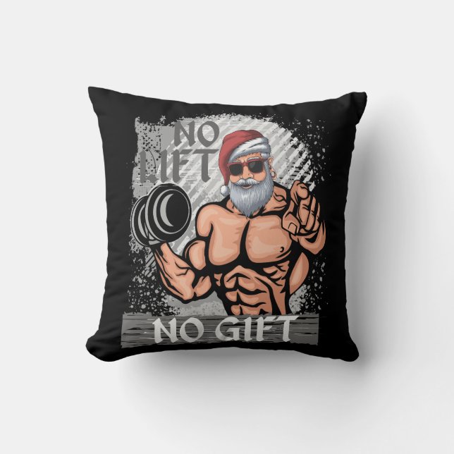 No Lift No Gift Santa Claus Gym Cushion (Front)