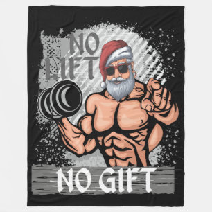 No Lift No Gift Santa Claus Gym Fleece Blanket