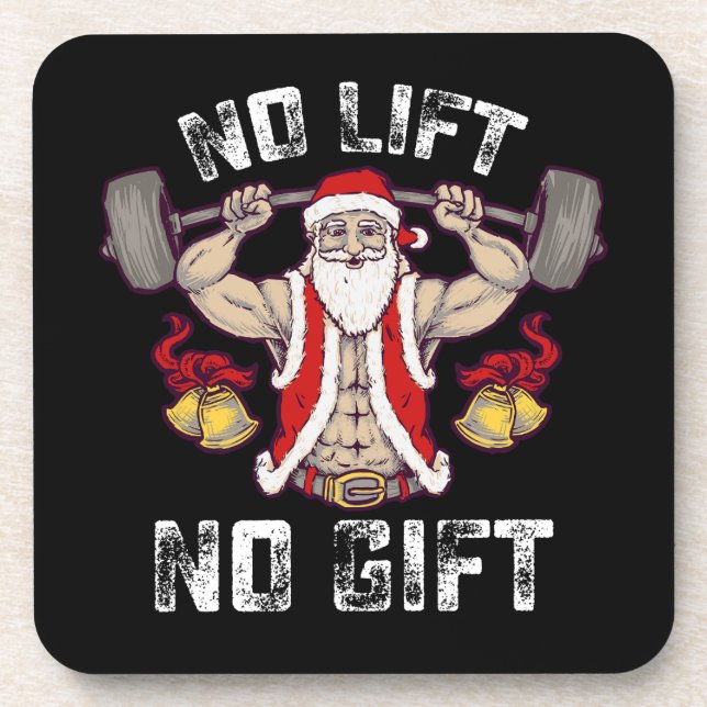 No Lift No Gift Santa Gym Workout Fitness Christma Coaster (Front)