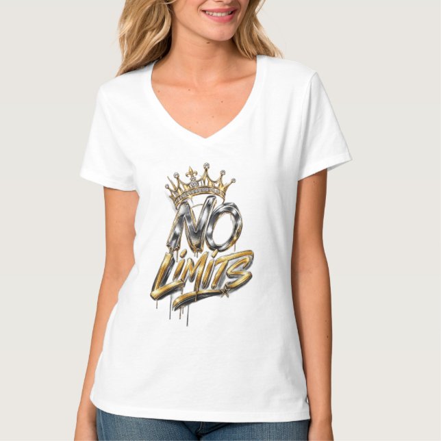 No Limits Gold Crown Luxury Design T-Shirt (Front)