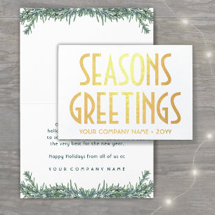 No Logo Seasons Greetings Elegant Business Holiday Foil Card